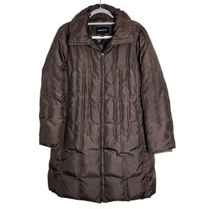 London Fog Down Feather Quilted Puffer Coat Women Large Insulated Longline Green